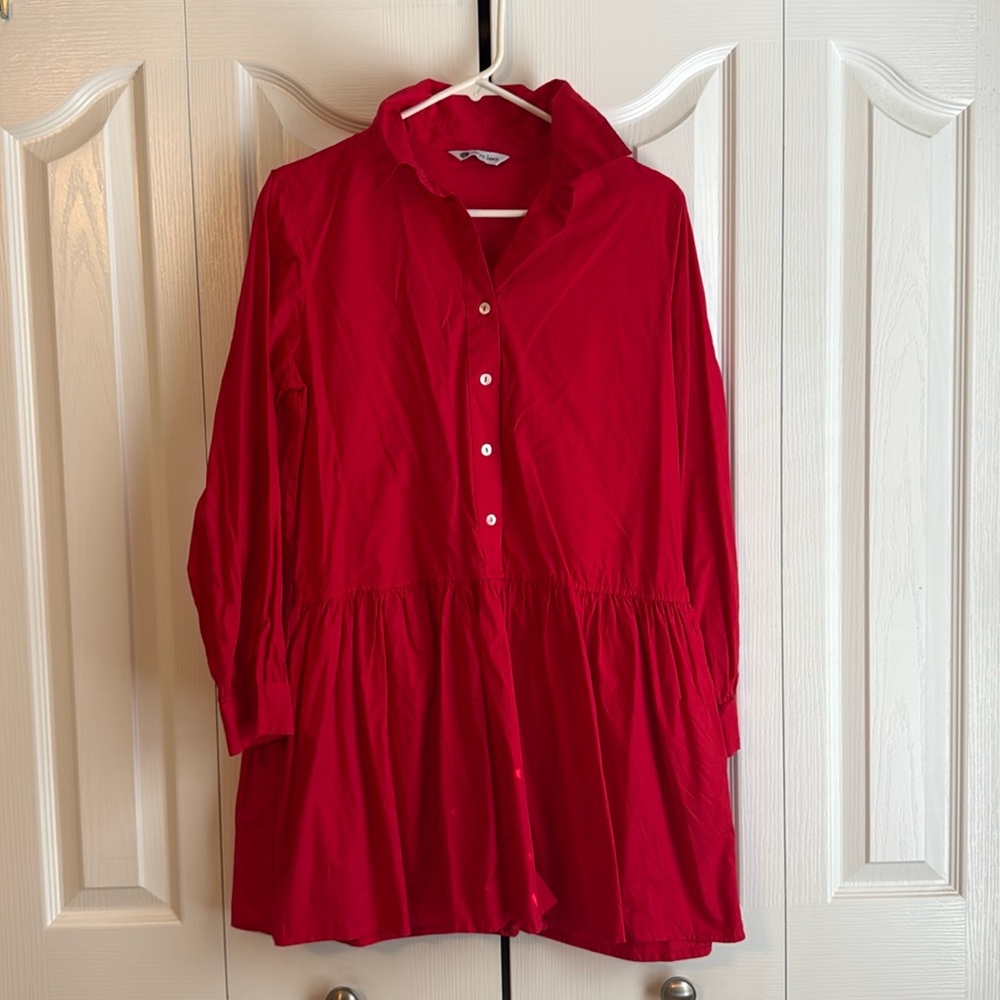 Caryn Lawn Red Shirtdress OS Gameday